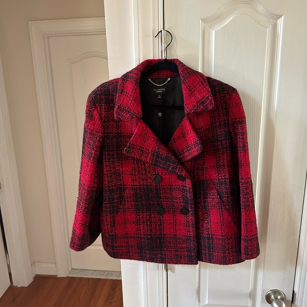Talbots Red and Black blazer with Buffalo Plaid NWOT